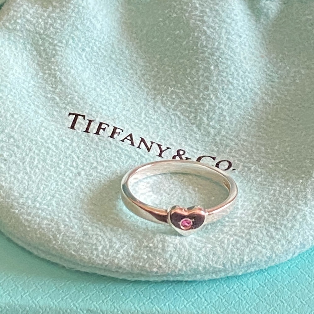 Tiffany & Co pink sapphire heart ring 5.5 - Picture 1 of 16
